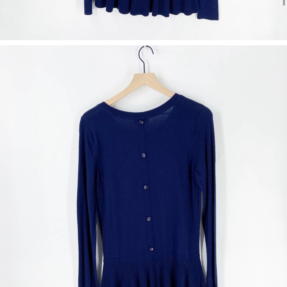 Lilly Pulitzer Blue Long Sleeve Button-Down Back Peplum Sweater Size XL